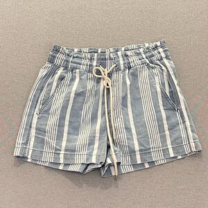 LOFT Blue & White Striped Elastic Waist Shorts (Size XS)